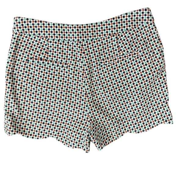 By Anthropologie Brown Navy Green Polka Dot Georgie Scallop Hem Shorts size 6 - Picture 8 of 12
